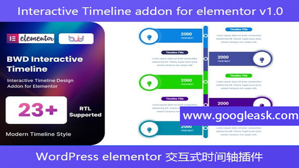 Interactive Timeline addon for elementor v1.0 – WordPress elementor 交【Bd-0024】