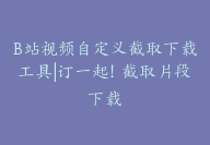 B站视频自定义截取下载工具|订一起！截取片段下载-顾问网