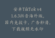 安卓TikTok v41.6.3抖音海外版，国内免拔卡，广告秒清，下载视频无水印-顾问网