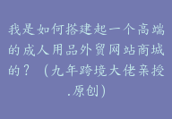 我是如何搭建起一个高端的成人用品外贸网站商城的？（九年跨境大佬亲授.原创）免费提供保姆式辅导！-顾问网